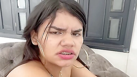 Brunette with tattooed pussy gets fucked in front of the camera