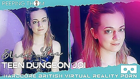 Horny brunette teen in lingerie masturbates in vr porn