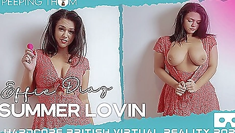 Brit with big tits and shaved pussy masturbating in vr porn