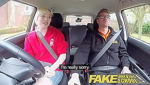 Busty blonde brit in a sexy black dress gets hussy in the back seat