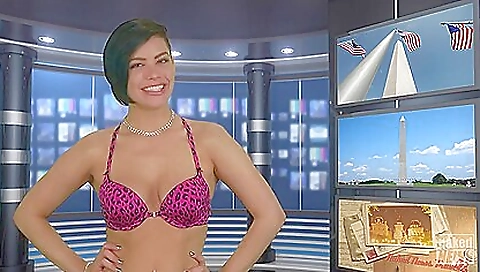 Busty brunette and blonde lesbian show with sexy hair