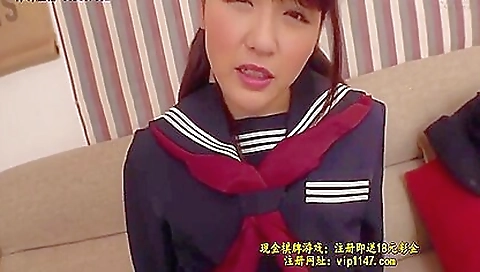 Cute Japanese girl loves to play with her own body