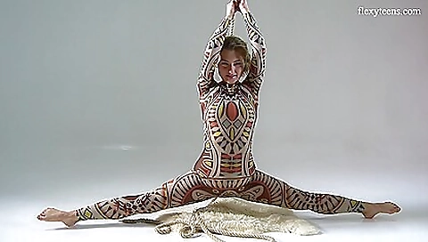 Slender brunette with a slender body and petite little tits