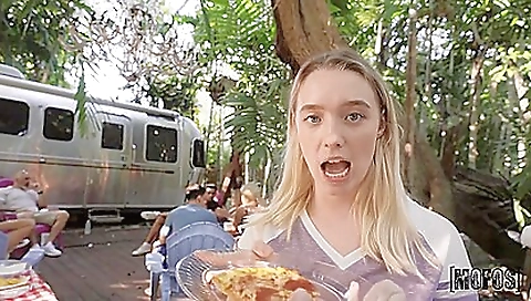 Sexy blonde hussy in a sexy dress is getting fucked hard by a dude