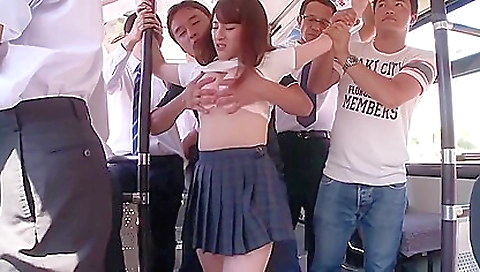 Japanese teen gets fucked on the bus and fucked hard