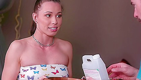 Hot brunette massage instructor and her clients 3d video