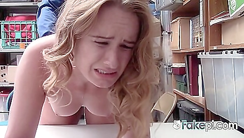 Blonde with big tits takes off lingerie and gives a blowjob