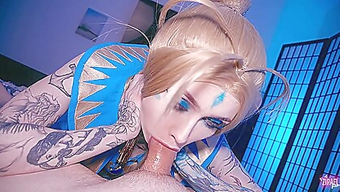 Tattooed chick is going to get her big cock in her mouth