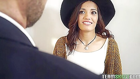 Brunette milf with a big ass sucks a hard cock and cums