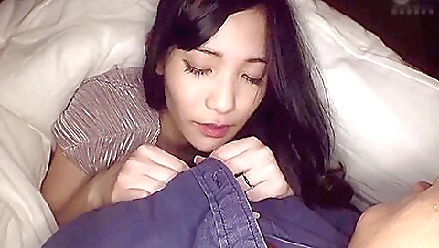 Asian wife caught with her husband in the middle of the house