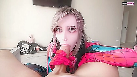 Brunette with a tattooed pussy is sucking a big cock