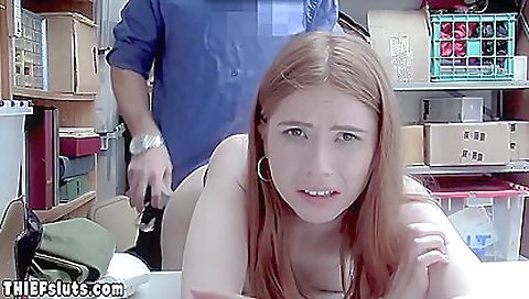 Pale skinned redhead teen 18+ suspect punished on CCTV