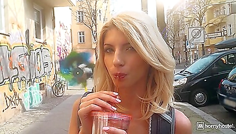 Blonde hottie with a shaved pussy is getting fucked