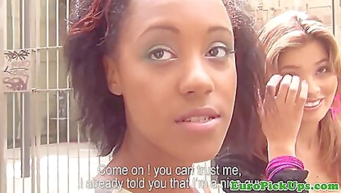 Hot asian and ebony girl are getting a dick in their cunts