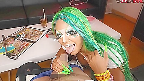 Japanese babe is in the position to suck your dick