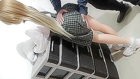 Amateur big ass blonde fucks her new uniform stepdaughter