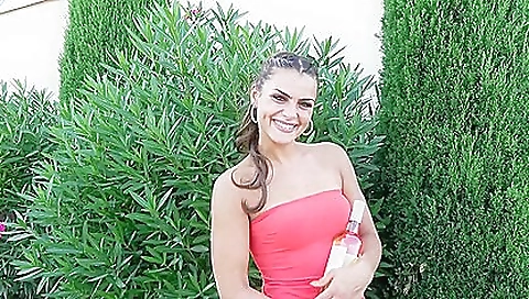 Big ass brunette in a sexy dress and hot looking body