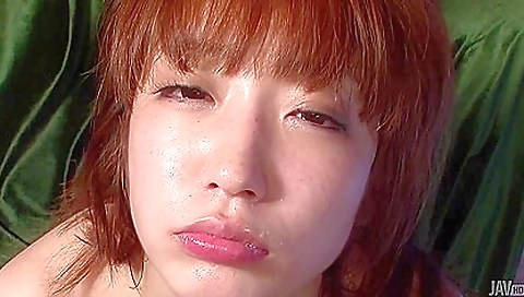 Amazing asian redhead getting a deepthroat and footjob